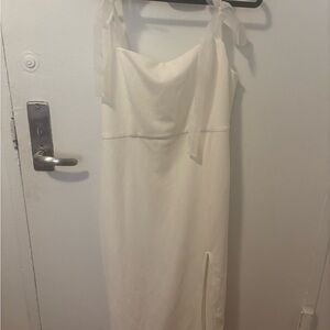 Lulus Romantic White Tie-Strap Bodycon Midi Dress